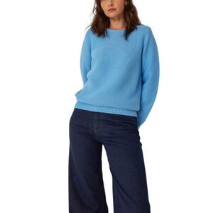 NWT SKFK Iradi Sky Blue Organic Cotton Long Sleeve Sweater Size 6 Reg. $109